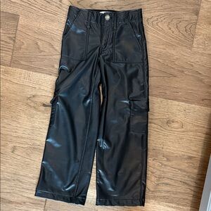 NWOT Abercrombie Kids Black Faux Leather Cargo Pants